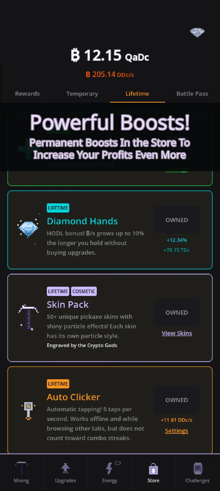Crypto Mining Tycoon — Powerful permanent boosts in the store