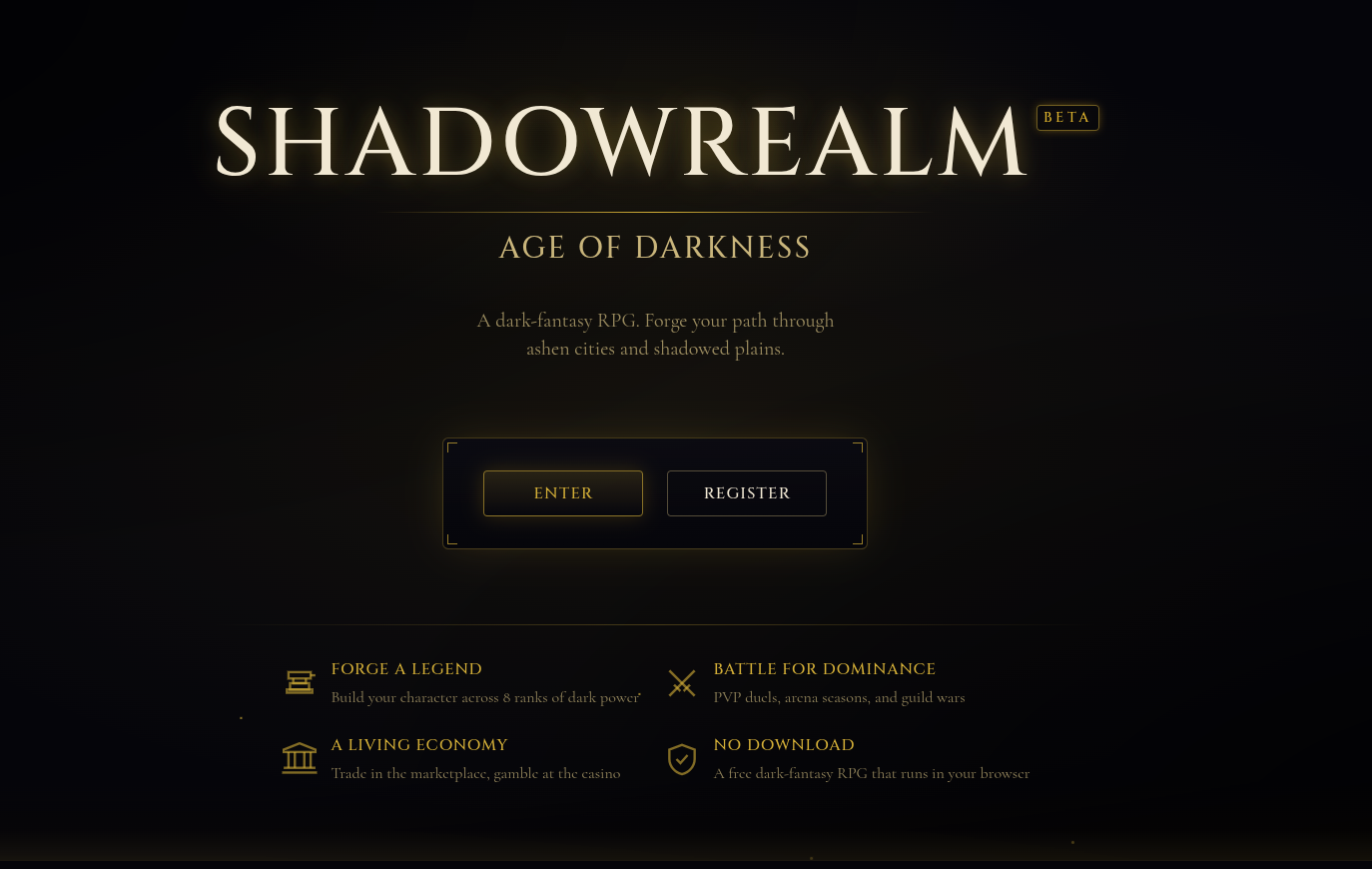 Shadowrealm home dashboard