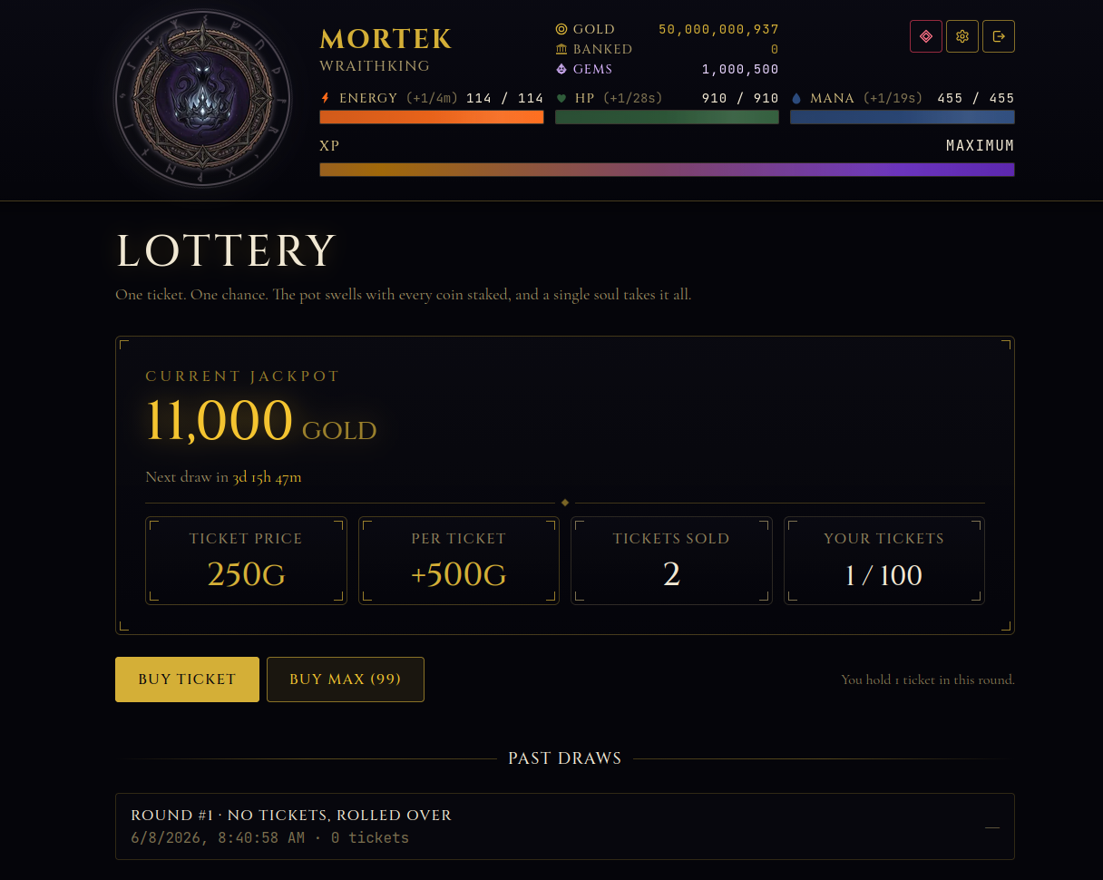 Shadowrealm jackpot lottery